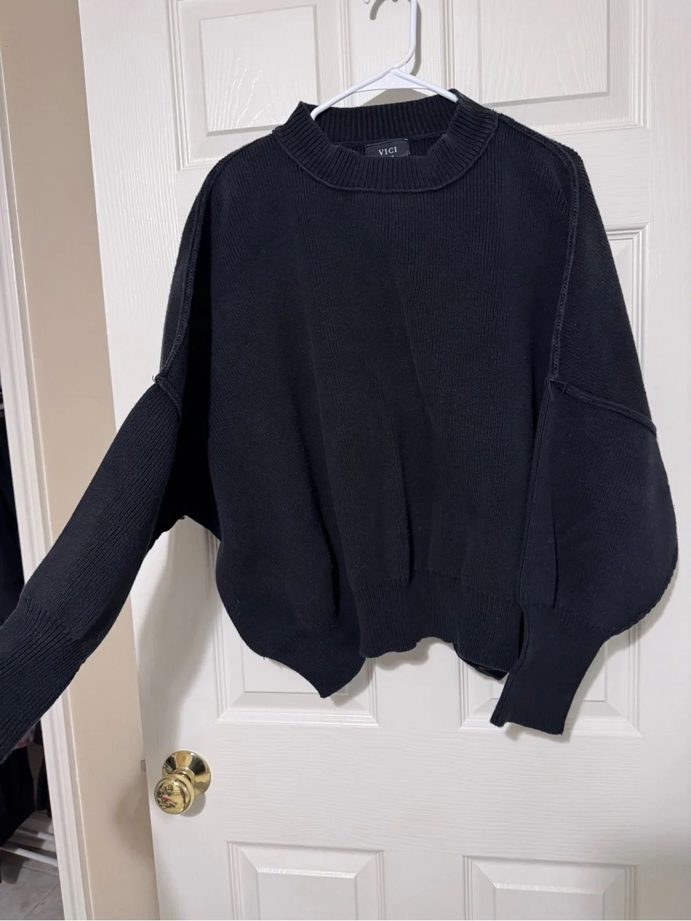 Vici Black Oversized Crewneck Sweater